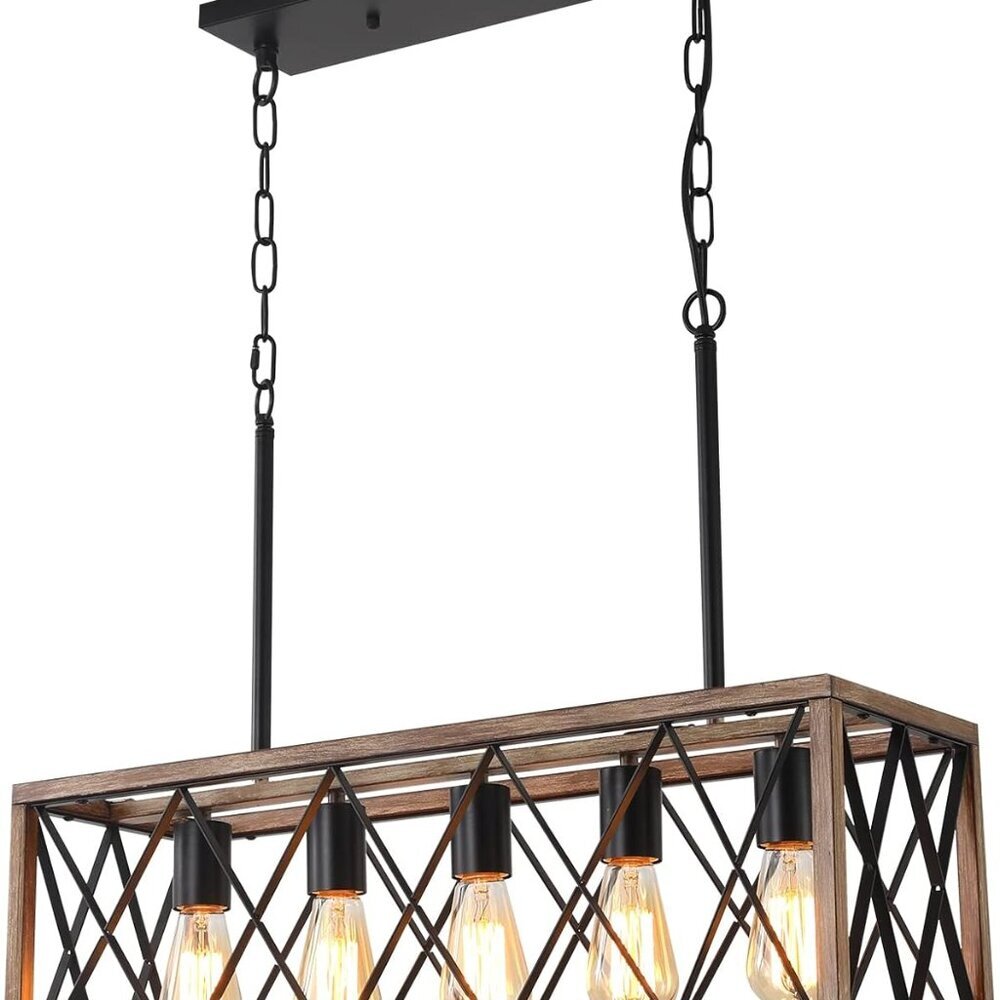 5-Light Dining Room Light Fixture, Farmhouse Kitchen Island Lighting,Adjustable